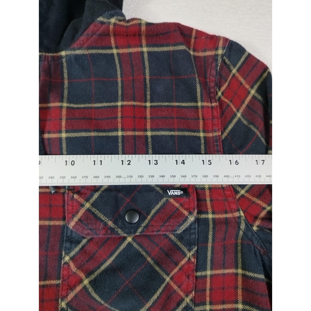 Vans Shirt Mens Medium Red Plaid Hooded Flannel Skater Skatelife Grunge Casual - Picture 12 of 14
